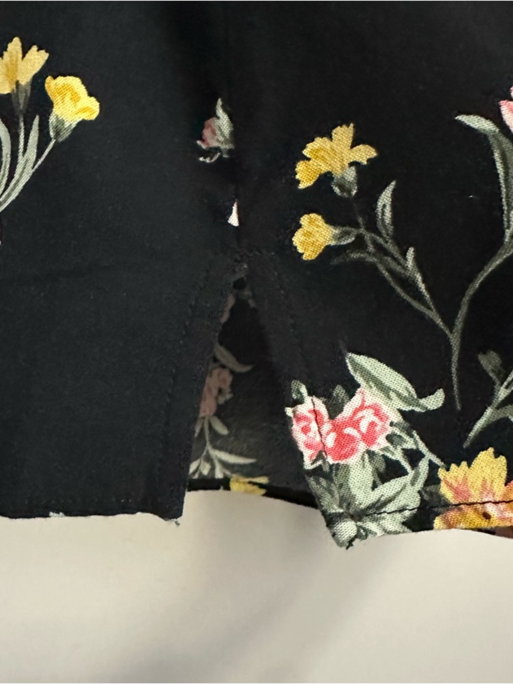 Floral V-Neck Spaghetti Strap Top - Black w/ Pink & Yellow Flowers, M - Picture 7 of 9